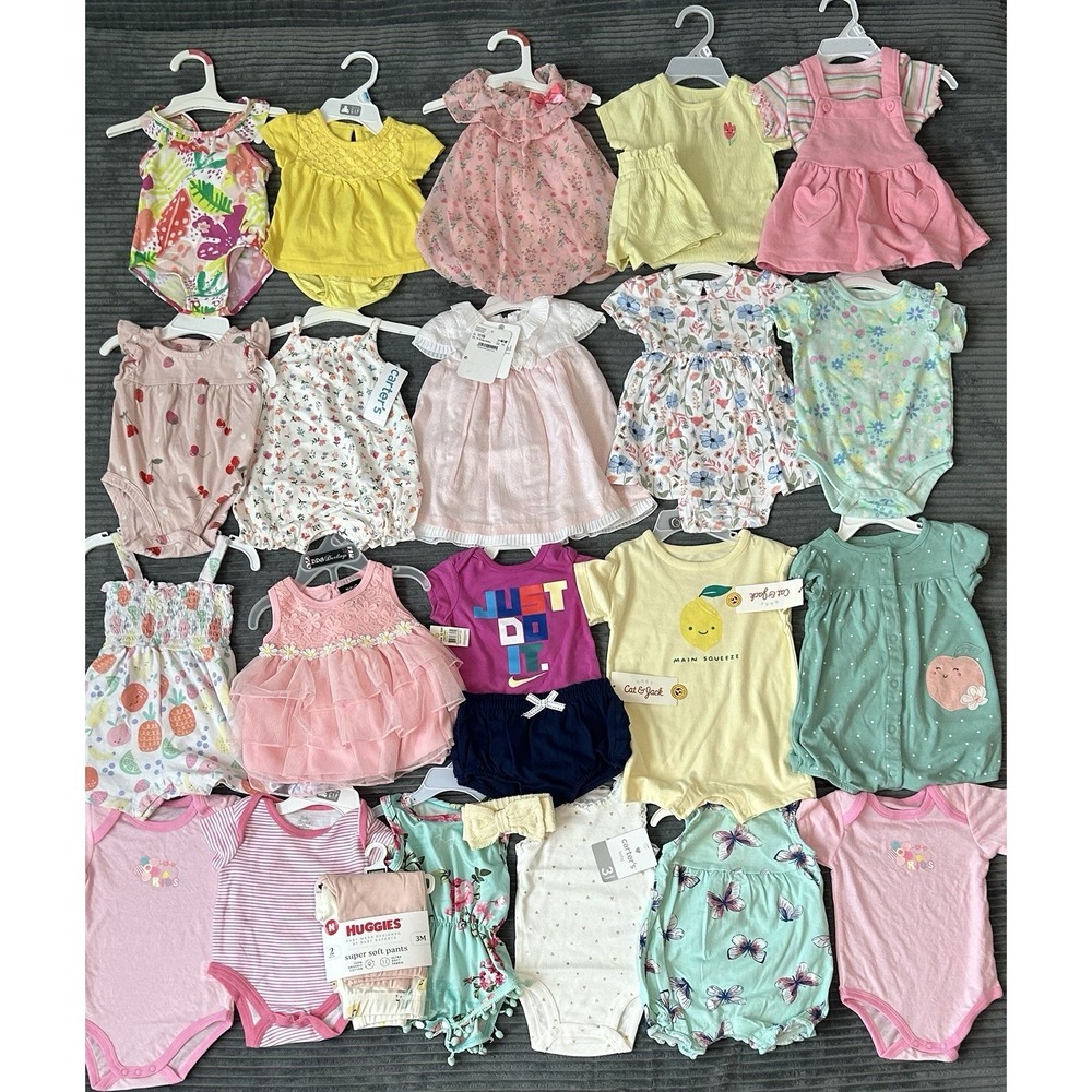 Huge Lot Baby Girls Clothes 3 6 Months NEW & EUC Summer Dress Carters Nike 3m 6m